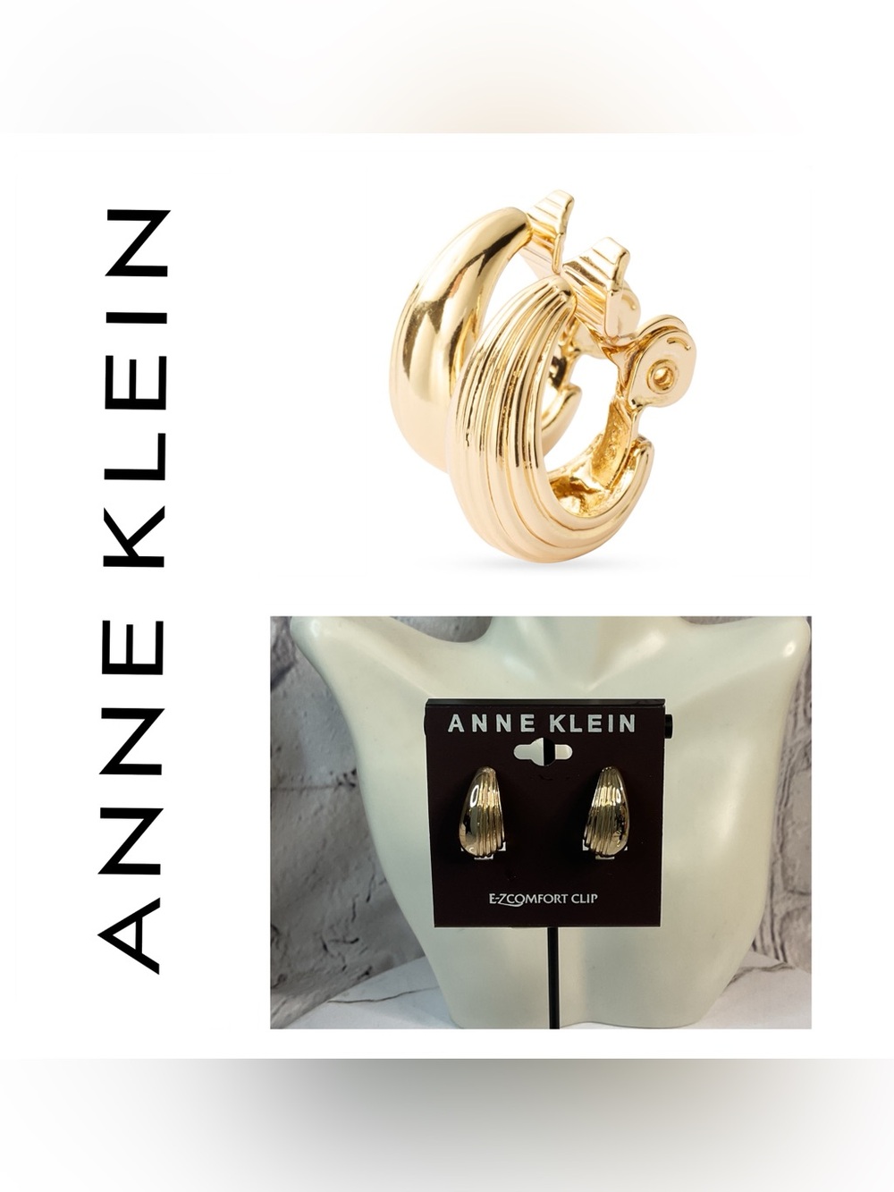 🌟🌟 Anne Klein Gold Plated Clip On Earrings